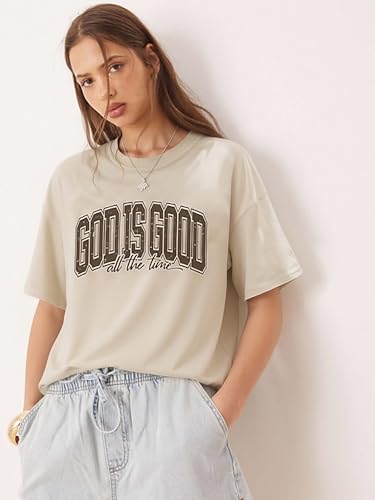 Christian Shirt for Women God is Good Shirts Womens Graphic Tshirts Jesus Shirt Bible Verse Inspirational Tee - color: Apricot, size: X-Large