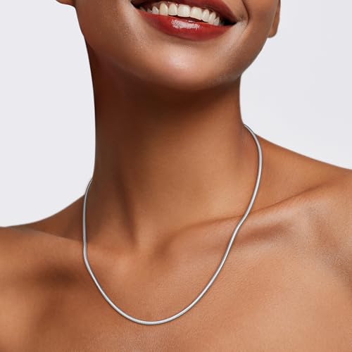 Jewlpire 1.5mm 2mm 2.5mm Snake Chain 18k Gold Plated 925 Sterling Silver Chain Necklace for Women, Smooth Sturdy Hypoallergenic, 16 18 20 22 24 Inch - color: 2.0mm Silver, size: 24 Inches