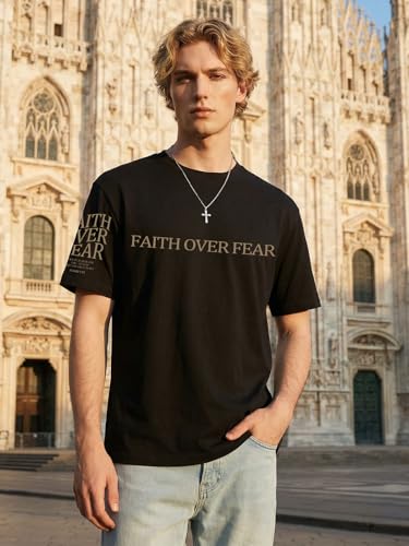 Eatbook Christian Shirts for Men Faith Over Fear Religious Tshirt - color: Black-bible, size: XX-Large