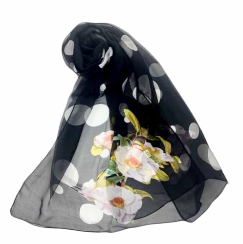 Pokeedioty Scarfs for Women Lightweight Fashion Scarves Elegant Floral Pattern Sheer Scarfs Sunscreen Shawls Wraps - color: P 050