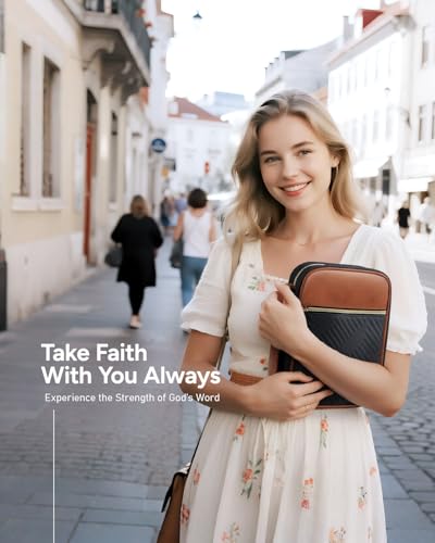 BellaHold Bible Cover Case for Women Quilted Bible Case with Handle Strap - color: Black & Brown, size: XS/S