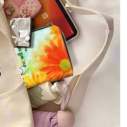Daisy Floral Quote Bible Verses Psalm 46:5 Print Wallet for Women Large Capacity Wallet Credit Card Holder PU Leather Zipper Clutch Purse Phone Wallet - color: Daisy Floral Quote Bible Verses Psalm 46:5