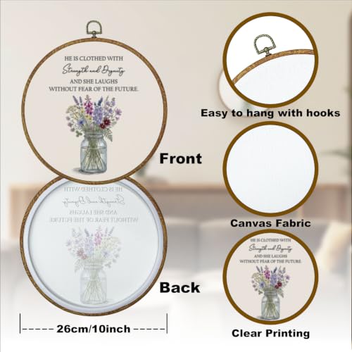 LERJZEFUH Inspirational Christian Round Wall Art Framed 10x10 Inch - color: Verse 04