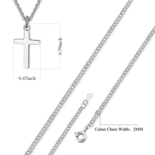 Cross Necklace for Women Stainless Steel Small Cross Pendant with Cuban Chain Simple Faith Jewelry for Men Women 14-22 Inches - color: Silver, style: 22inch