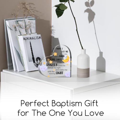 Baptism Gifts for Girls Boys, Baby Christening Gifts for Newborn Teen, Religious Christian Confirmation Nursery Decor, Now I Lay Me Down to Sleep Sign - style: Baptism Sign 022