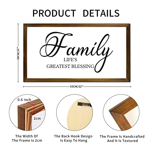 Christian Gift Funny Quote Wood Framed Sign Family Lifes Greatest Blessing Framed Signs for Home Funny Quote Farmhouse Rustic Wood Wall Hanging Decor for Living Room Kitchen 12x22in - color: A-8, size: 12x22in