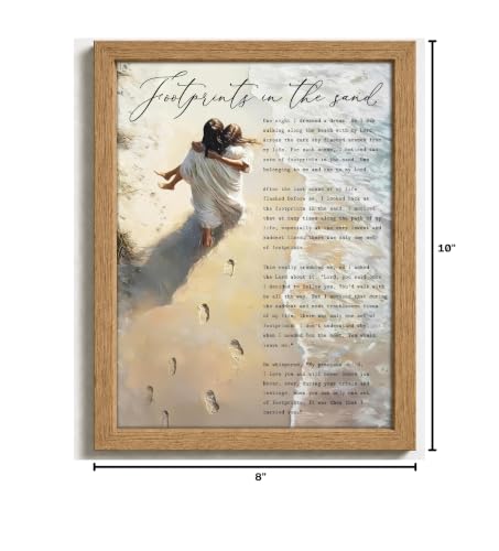 YOXORDQ Footprints in The Sand Poem Canvas Wall art,8x10in - color: Framed Footprints, size: 10"L x 8"W