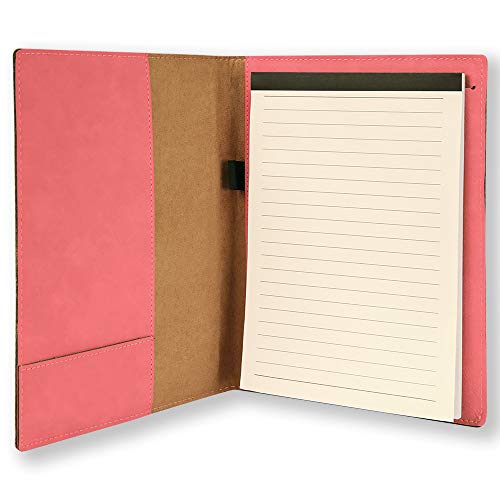 Small 7" X 9" Portfolio Notepad, Christian Cross, Personalized Engraving Included (Pink) - color: Pink, size: Small 7 X 9