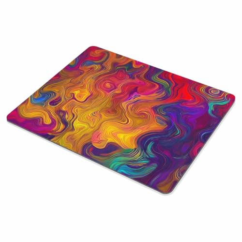 SSIOIU Chaotic Waves Mouse Pad - Rainbow with Purple, Fuchsia, Pink, Red, Orange, Gold, Blue - Gaming Mouse Pad - Nonslip Rubber Backing - 9.5 X 7.9 Inch (240mmX200mmX3mm) - color: SS14