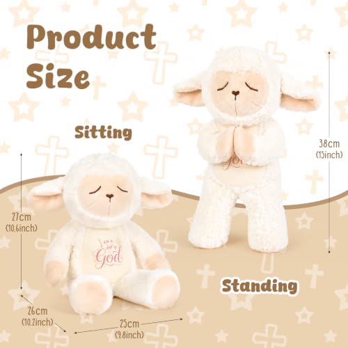 Praying Sheep Baptism Gift for Girls Newborn Baby 15in - color: Chid of God (Pink)