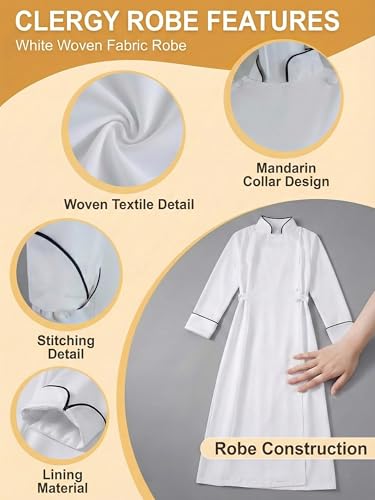 Womens Medieval Anglican Clergy Robe Cassock Priest Coat Pulpit Robe for Church Minister Altar Server Vestments - color: White, size: XX-Large
