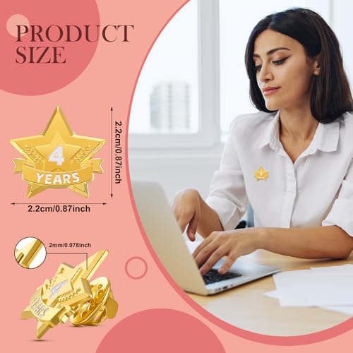 Tigeen 12 Pcs Year Service Reward Pins Star Enamel Pins, 4 Years - style: 4 Years