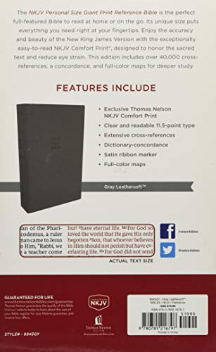 NKJV, Reference Bible, Personal Size Giant Print, Leathersoft, Gray, Red Letter, Comfort Print: Holy Bible, New King James Version