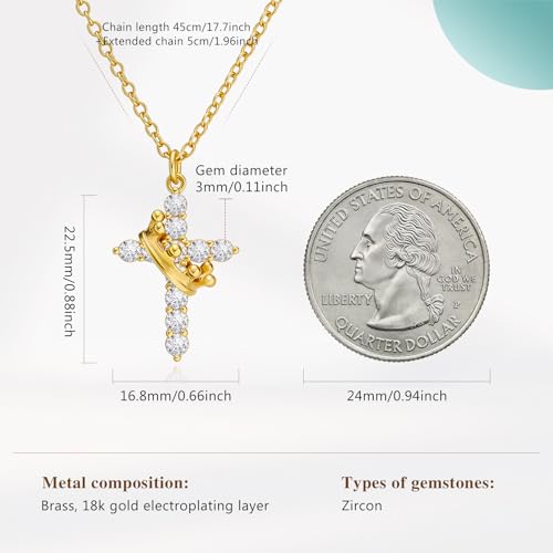 Cicy Bell Cross Pendant Necklace 18k Gold Plated Layered Necklaces - color: Style C-Gold
