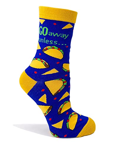 Fabdaz Funny Saying Go Away Unless You Have Tacos Women's Novelty Crew Socks - 1 Pair, 1 Size Fits Most