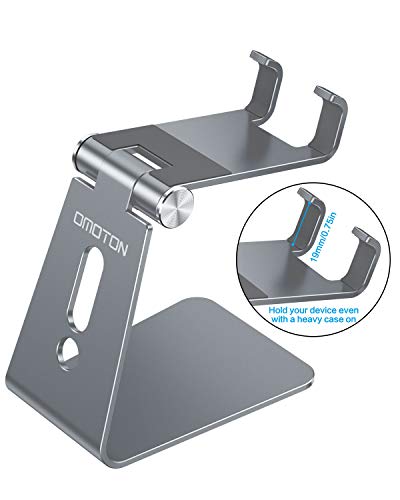 OMOTON C2 Adjustable Aluminum Cell Phone Stand with Charging Cutout, Grey - color: Grey