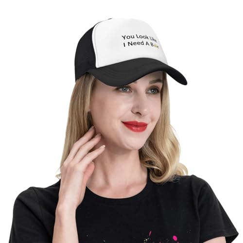MOLAIGIN Trucker Hat, Adjustable Snapback Hat, Baseball Cap for Men Women, Breathable Mesh for Casual Wear - color: Black16