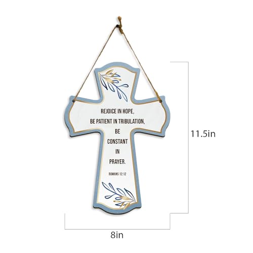 Signs ByLITA Custom 11.5" x 8" Hanging Cross Sign | Rustic Twine | Personalizable Crucifix for Weddings Baptisms Birthdays and Worship