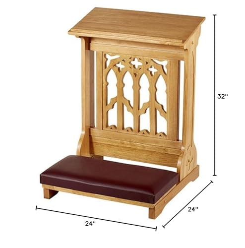 Trinity Church Supply Canterbury Padded Kneeler Maple Hardwood Kneelers Catholic Home Chapel Prayer for Chruch Supplies, 24 Inch x 32 Inch