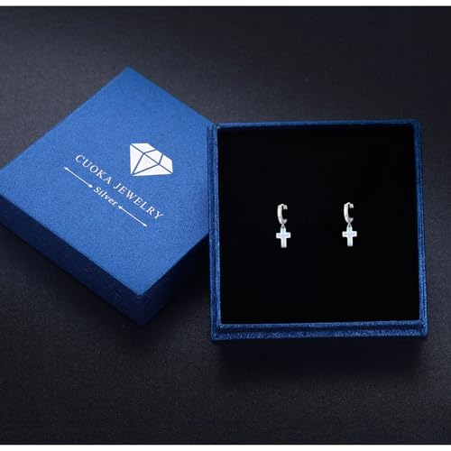 Opal Cross Stud Earrings, 925 Sterling Silver Hypoallergenic Stud Earrings - style: Cross Dangle