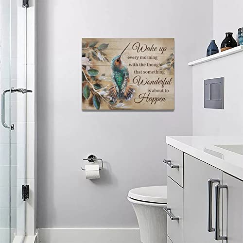 Hummingbird Wall Art Rustic Hummingbird Pictures Wall Decor Canvas Prints Farmhouse Country Bird Painting Framed Modern Artwork for Bedroom Living Room Bathroom Dining Room Kitchen Office 16"x12" - color: Hummingbird-1, size: 16"L x 12"W