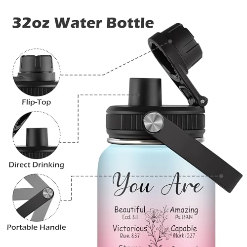 32oz Christian Water Bottle for Women - I Can Do All Things Through Christ Philippians 4:13 Bible Verse Tumbler, Inspirational Religious Faith Based Gifts for Christmas Birthday - color: I Can Do All Things Through Christ01, size: 32 Ounces