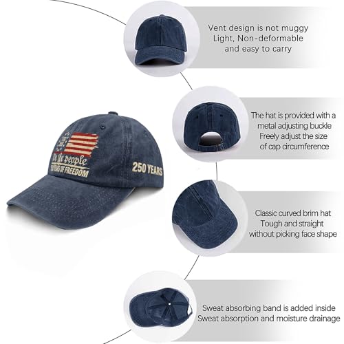 U.S. 250th Anniversary 250 Years Freedoms 1776-2026 Baseball Hats Funny - color: Navy Blue5