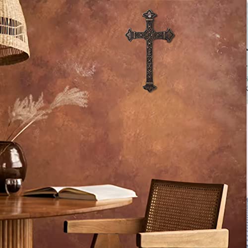 DreamsEden Antique Cast Iron Wall Cross Set of 4, Christian Metal Cross Decor for Home, Vintage Jesus Cross Wall Art Hanging Decor for Living Room Bedroom, Religious Gift for Baptism Housewarming - color: 4 Pcs