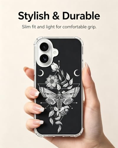 Witchy Moth Flowers Case Compatible with iPhone 17, Dark Mystic Gothic Case for iPhone 17 - color: Witchy Moth