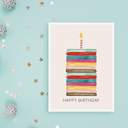 Sweetzer & Orange S&O Watercolor Bulk Birthday Cards Assortment – 48pc Bulk Happy Day sheets with Envelopes Box Set – Assorted Blank Celebration Sheets for Women, Men, and Kids in a Boxed flyers Pack - style: Set of 48