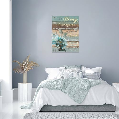 yerretin Christian Wall Art Bible Verse Floral Pictures Wall Decor Religious Scripture Teal Flower Canvas Painting Home Decoration Artwork for Bathroom Bedroom Living Room Office Framed 12"x16" - color: Christian Floral, size: 16"L x 12"W