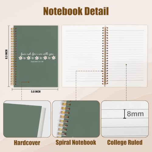 NATSUNO Sage Green Christian Spiral Notebook Journal 5.5x8.3in - color: white Sage Green Christian