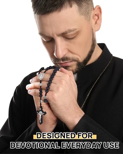 Rosary Beads Handmade Wooden Rosarios Catolicos for Catholic Christian Gift - color: Pine black