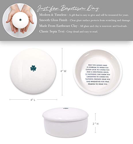 Susabella - Ceramic Round Keepsake Box With Green Irish Blessing & Shamrock