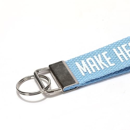 ASVP Shop Make Heaven Crowded Christian Keychain Wristlet - Fabric Religious Keychain Gift - color: Baby Blue