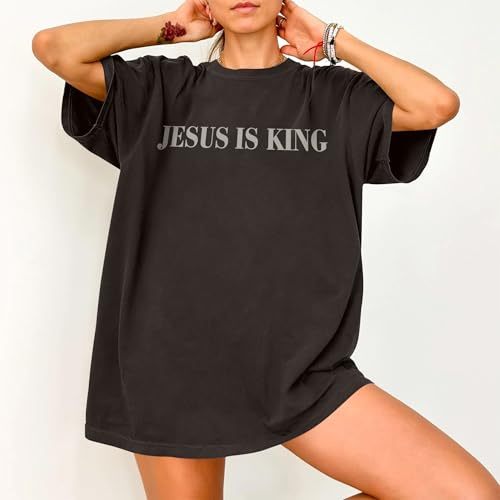 Oversized Tshirts for Women Christian Shirts Faith Over Fear Shirt Short Sleeve Jesus Tees Loose Casual Religious Tops - color: Grey1, size: XX-Large