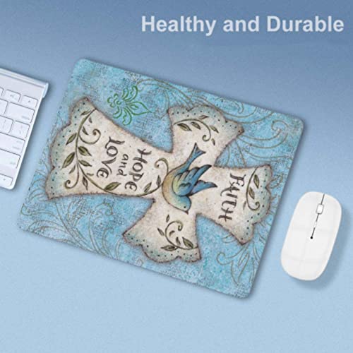 Hope and Love Christian Cross Mouse Pad - Square, Waterproof, Non-Slip Rubber Base, 9.5"x7.9"x0.12" Inch - color: S1015