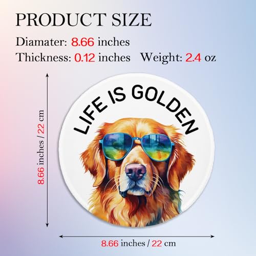 Funny Golden Retriever Round Mouse Pad, Life is Golden Mousepad for Laptop Gaming, Small Mouse Mat with Non-Slip Rubber Base Stitched Edge for Desk Accessories, Office Gifts for Dog Lovers - color: Golden Retriever 2