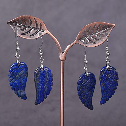 Blue Lapis Gemstone Crystal Healing Reiki Chakra Handmade Angel Wing Dangle Earrings