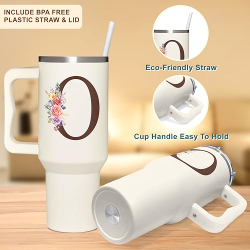 Personalized Gifts for Women, Customized Mother's Day, Birthday, Xmas Gift For Grandma, Mom, Wife, Friends, Sisters, Coworkers, Monogrammed Tumbler 40oz with Lid and Straw - color: O