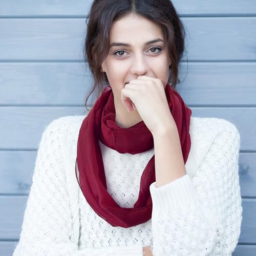 Handepo 12 Pcs Women Soft Lightweight Infinity Scarf, Solid Color Circle Loop Neck Scarf for Women Girls, 12 Colors