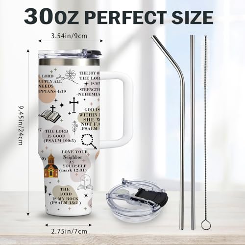 Christian Gifts for Women 40oz Tumbler - Insulated Travel Mug with Handle (Daily Bible Affirmations, 30 Ounces) - color: Daily Bible Affirmations