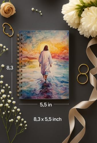bitCNYJesus Walking on Water Notebook Set, Christian Spiral Journals 857 - color: Sunrise Religious Faith