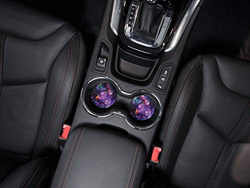 , Purple Marvel Nebula Galaxy Design Absorbent ROUND Fabric Felt Neoprene Car Coasters for Drinks, 2pcs Set - color: Purple Marvel Nebula Galaxy