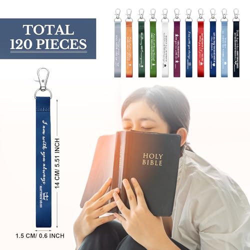 Roowest 120 Pcs Christian Bible Verse Keychains Gifts Bulk - color: Joyous Color