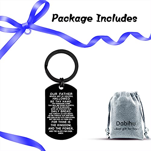 Dabihu Christian Gift Keychain Religious Gift Bible Verse Keyring Baptism Christmas Easter Birthday First Communion Gift - color: Our Father Which Art in Heaven Hallowed Be Thy Name Black Keychain