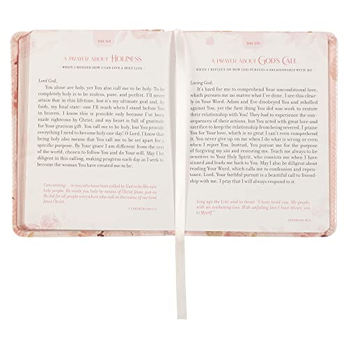 Daily Prayers for Women Devotional, Pink Floral Faux Leather Flexcover