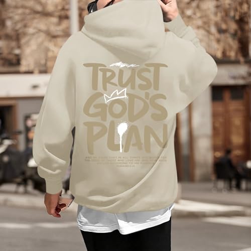 Christian Hoodies for Men Jesus Hoodie Religious God Sweatshirts Faith Bible Verse Sweatshirt Inspirational Pullover - color: Apricot, size: Small