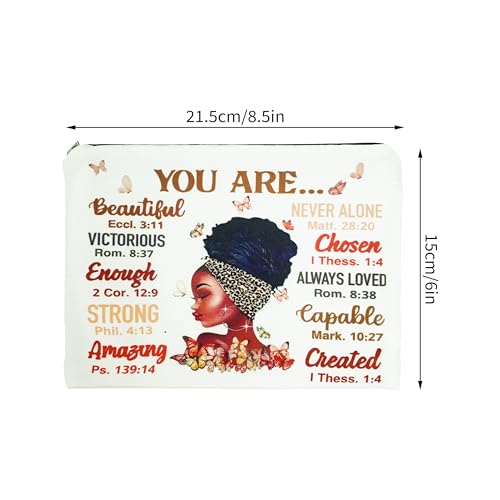 1 Pcs African American Makeup Bag Bible Verse Toiletry Bag Inspirational Gift for Black Women Thoughtful Present for Friends Sisters Mom, 8.5x6 in (Black Girl) - color: Black Girl
