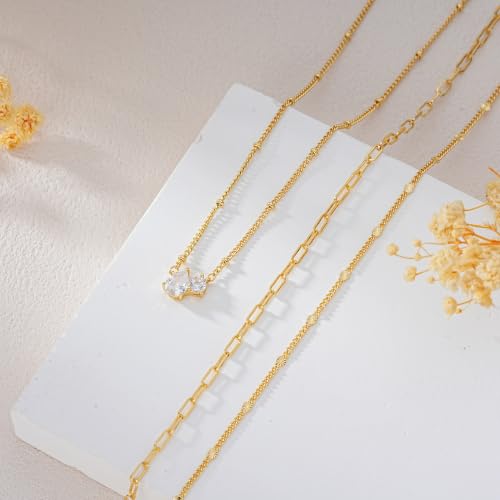 3PCS Gold Silver Layered Necklaces for Women Trendy - color: Gold&WR